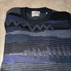 Pronto Uomo Italian Men's Black and Gray Crewneck Sweater